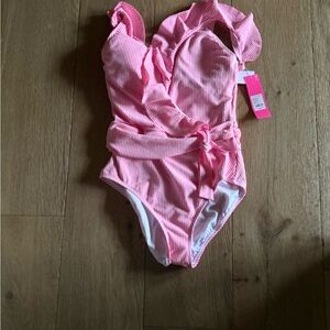 Lilly Pulitzer Pink and White One-Piece Swimsuit